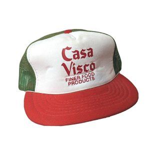 Casa Visco Finer Food Patch Trucker Hat Snapback Cap‎ Multicolor Mesh Vintage